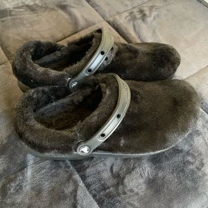 Black Fuzzy Crocs - LAST CHANCE